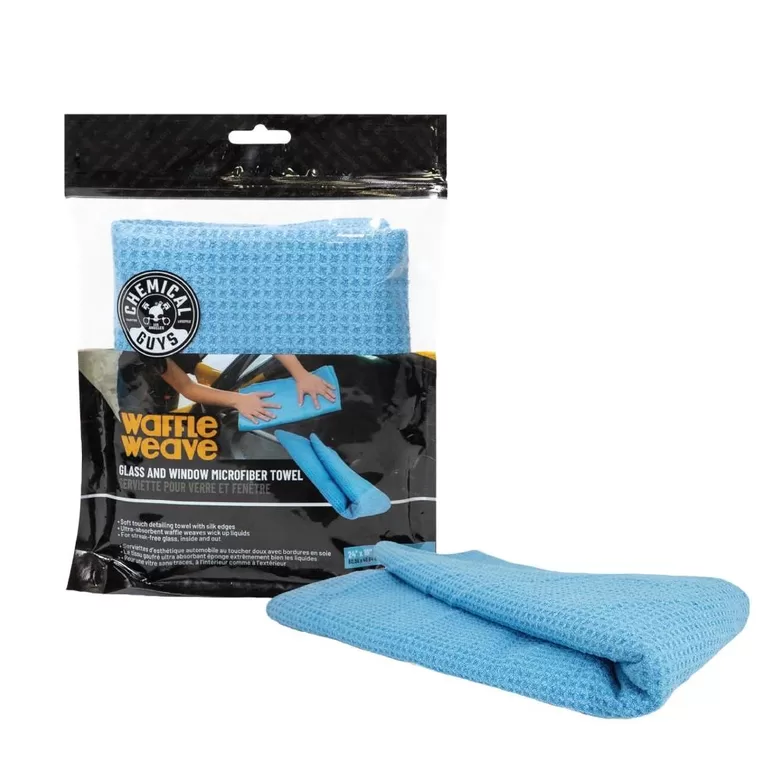 Chemical Guys Glass And Window Waffle Weave Towel Blue 16" x 24"